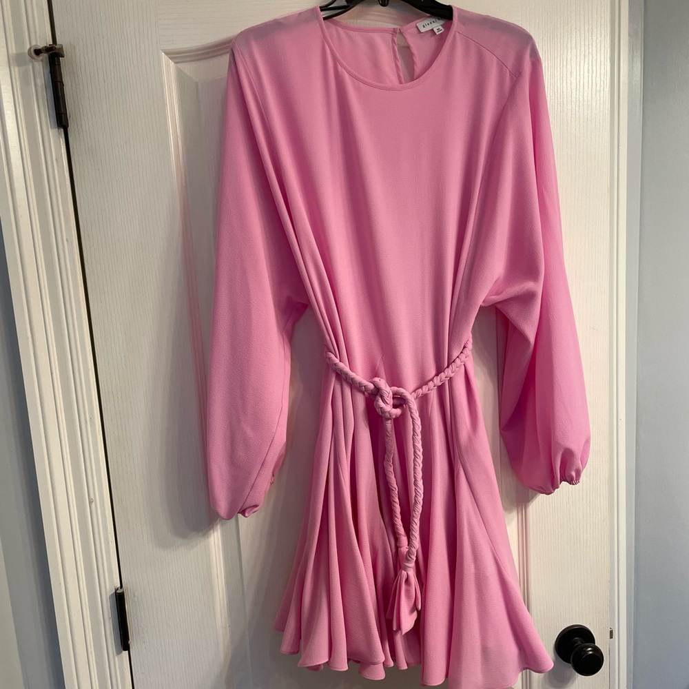 Pink Long Sleeve Dress with Belt
